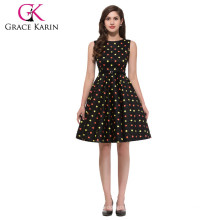 Grace Karin Cotton Pas cher Longueur à genou sans manches Retro Vintage Dress 50s CL6086-16 #